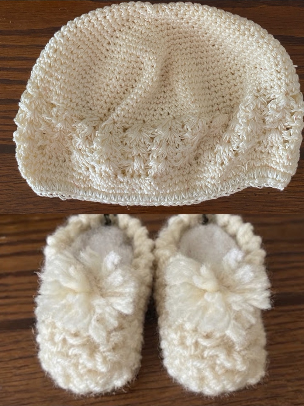 Cream Crochet Baby Hat and Booties Set - Kids Accessories